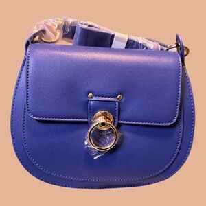 Elegant Blue Leather Shoulder Bag